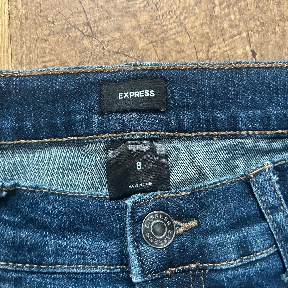 Express Bootcut Jeans Size 8 Dark Wash High Rise Stretch Denim - Picture 8 of 15